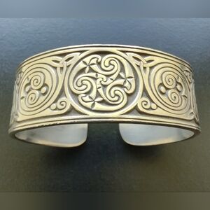 WIDE PEWTER CELTIC CUFF BRACELET - ADJUSTABLE, MEN / WOMEN